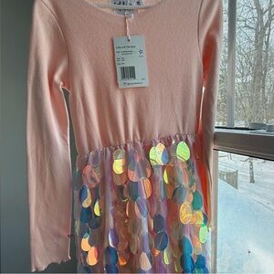 Lola + The Boys Light Pink Long-Sleeve Dress with Iridescent Sequin dress